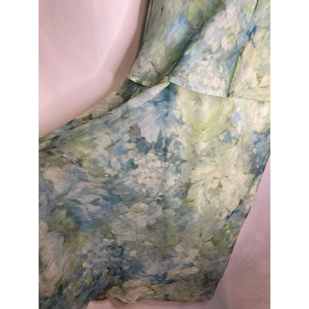 Fairycore Maxi Dress Skirt 16 Sheer Whimsical Flowy Mermaid Green Blue